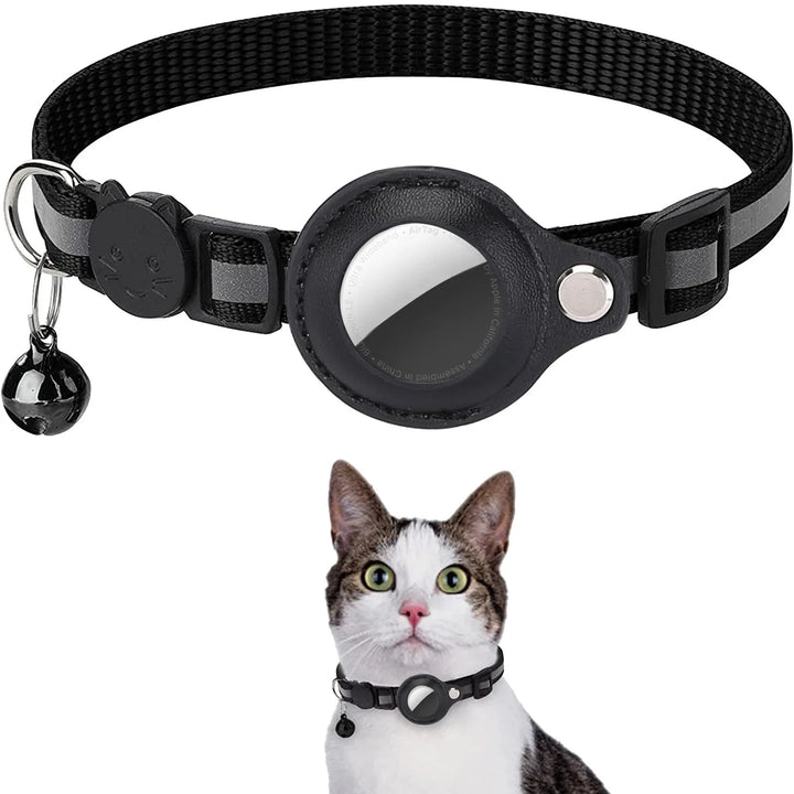 Adjustable Breakaway Cat Collar with AirTag Holder and Reflective Strips