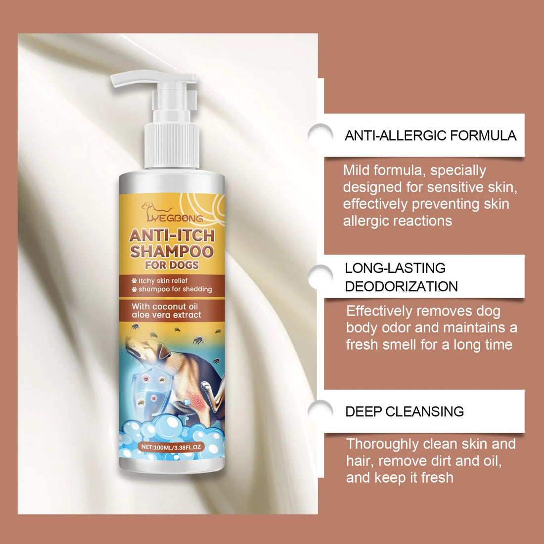 Plant-based ingredients in hypoallergenic pet shampoo for allergies