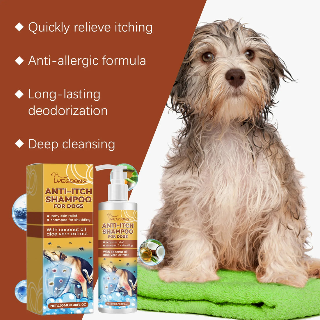 Plant-based ingredients in hypoallergenic pet shampoo for allergies